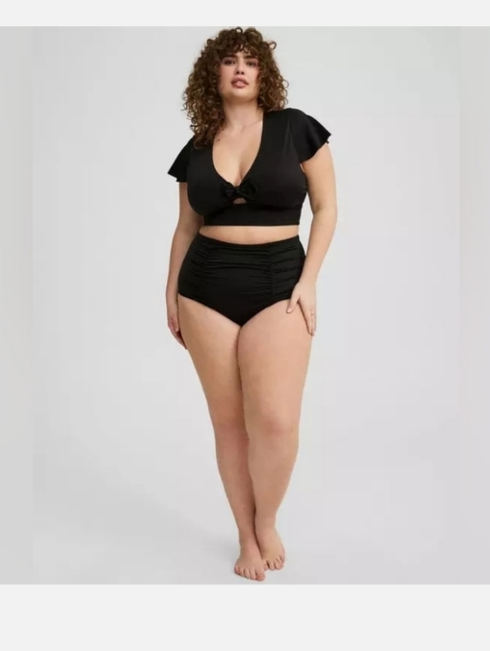 Torrid Black Knot Front Swim Crop Top Size 1X Sold Out - Picture 2 of 7